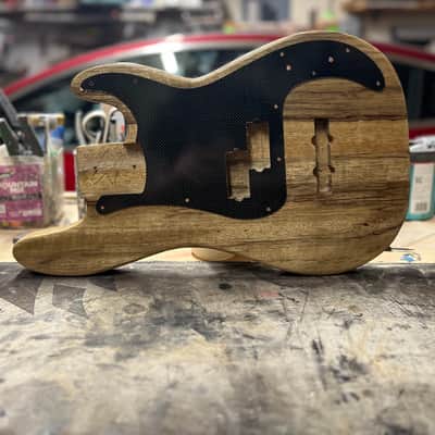 Madlad Instruments Exotic Finished Black Limba PJ-Route Precision Bass PBass Body/Pickguard Combo (made with pride in north Texas) image 3