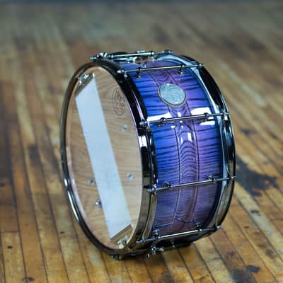 HHG Drums 14x7 Contoured White Ash Stave Snare Drum, Purple Burst High Gloss Lacquer image 10