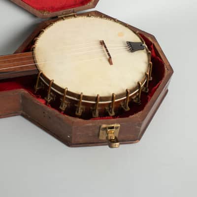 H.E. Bailey  5 String Fretless Banjo (1881), original brown coffin case. image 12