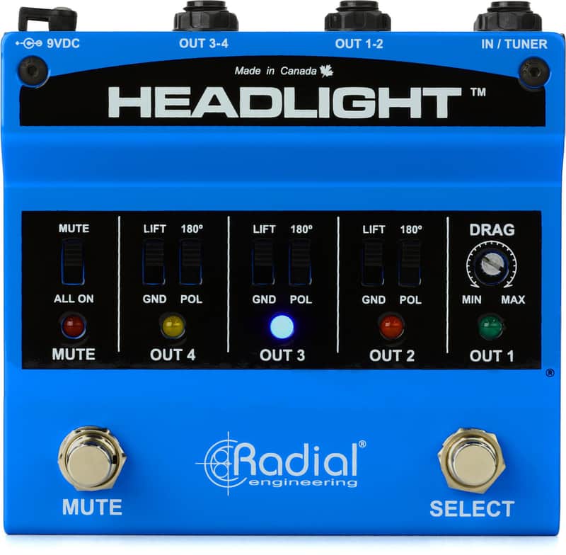Radial Headlight 4-output Guitar Amp Selector Pedal (2-pack) Bundle image 1