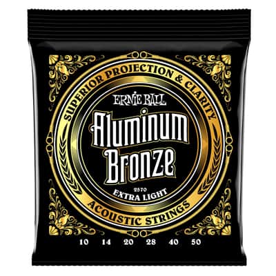 Ernie Ball 2570 Aluminum Bronze Extra Light Acoustic Guitar Strings, .010 - .050