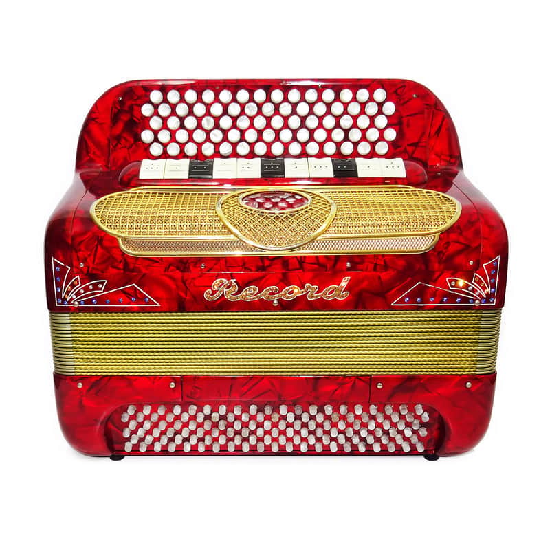 Rare 5 Row Button Accordion Record C System 123 Bass Buttons, made in Italy, New Straps, Original Case 2098, Wonderful Rich sound! image 1