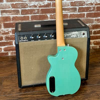 Island Espeto Custom 2020 Natural/Teal Redwood Top, Dual-Pickup Headless Guitar (Mint Condition) image 4