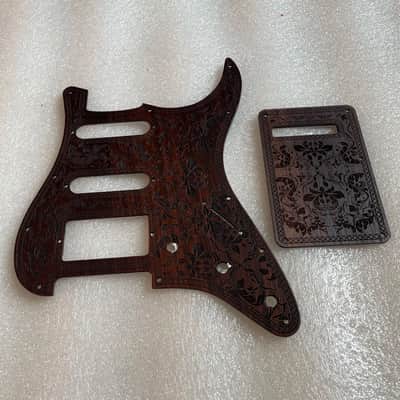Rosewood SSH Strat Style Guitar Pickguard Set with Back Plate and Screws image 4