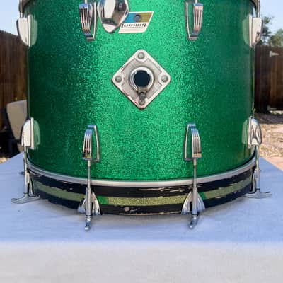 Ludwig Superclassic 14x22" Bass Drum 1970s - Green Sparkle image 2