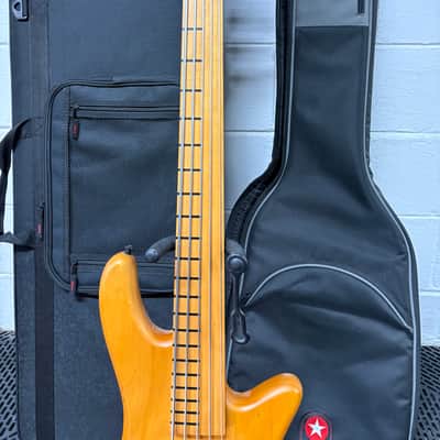 Light Weight Schecter Stiletto Session-5 FL Active Fretless 5-String Bass 2010s - Natural Satin image 3