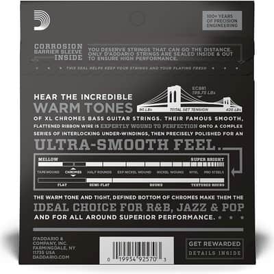 Daddario ECB81 Chromes Flatwound 4-String Bass Strings .45-.100 image 2