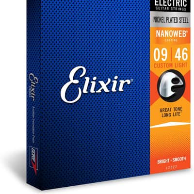Elixir Nickel Plated Steel Electric Guitar Strings NANOWEB Custom Light .009-.046 image 1