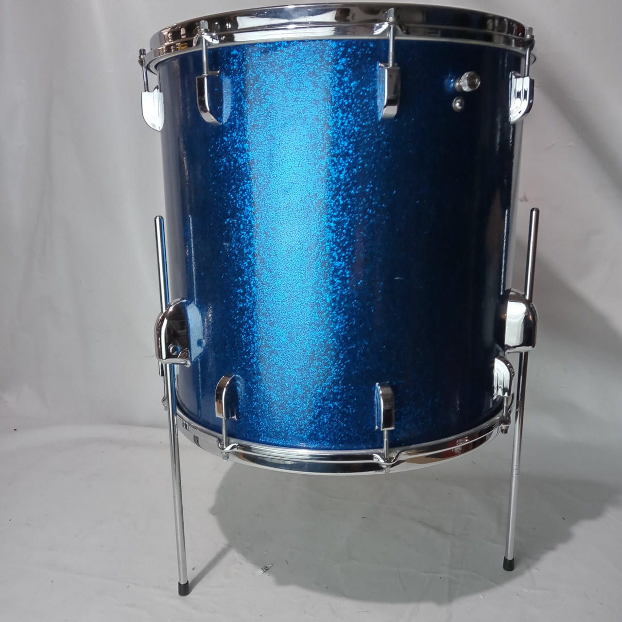 Leedy 16x16" Blue Sparkle Floor Tom Drum Vintage 60s COB Brass Rims Slingerland — main photograph