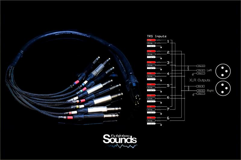 Waves Sounds TRS In 8 CH - XLR Out Summing Cable 2019 Black & Silver image 1