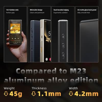 FiiO M33 R2R Portable HiFi Music Player, Snapdragon 680, 8GB RAM + 128GB Storage, True R2R DAC, XMOS XU316 USB Audio, 1100mW Balanced Output, AUTO EQ, 5.5” Full HD Display (Vintage Gold) image 5