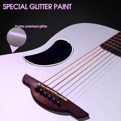 WINZZ White Solid Spruce Top With Carbon Fiber Back Electro Acoustic Guitar - AFO300CE image 5