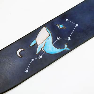 burnyblack custom made guitar strap - whale dark navy image 8