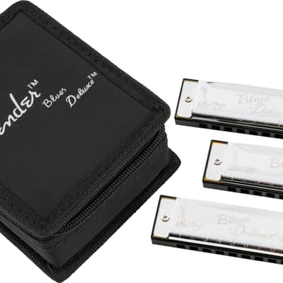 Fender Blues Deluxe Harmonica 3-Pack with Case - C, G, A Keys image 1