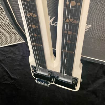 Supro/Valco Comet Double Neck 6/6-String Lap Steel 1956 white w/ supro amp image 4