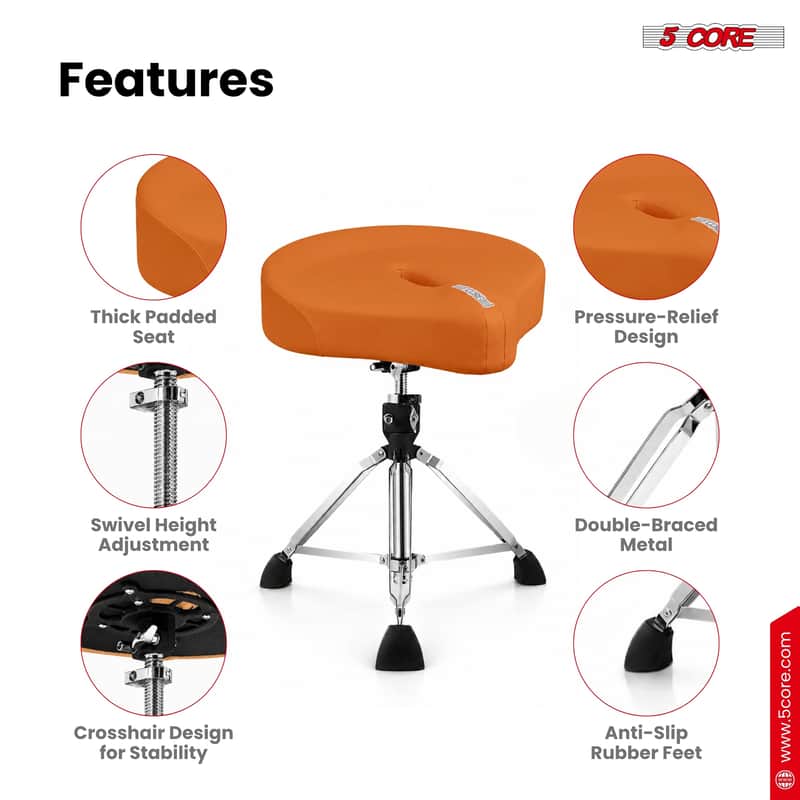5 Core Drum Throne w 4.5" Padded Stool Adjustable Drummer Chair image 1