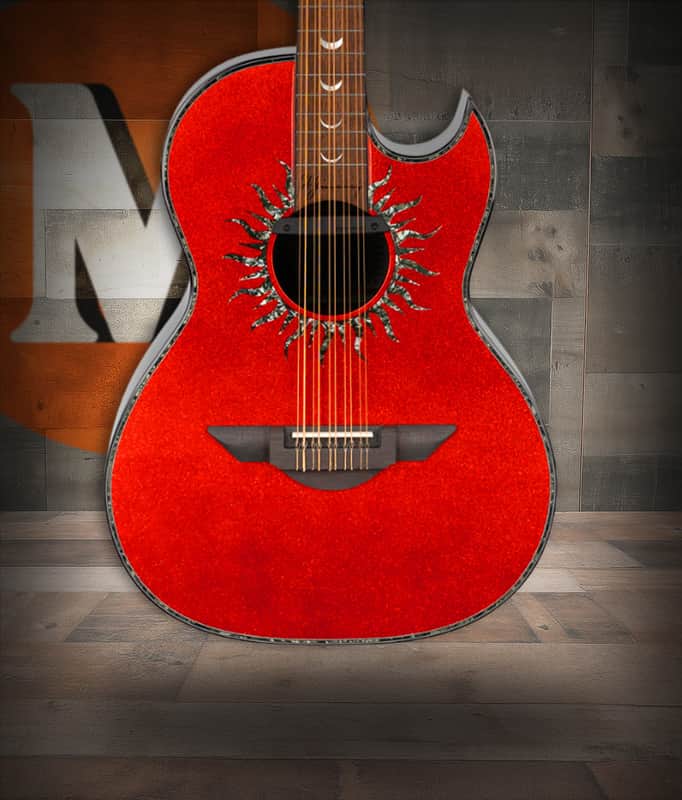 H. Jimenez Glossy Red Sparkle painted top Bajo Quinto Cutaway Electric w/ Hard wood case (LBQ1GXE-AN) image 1
