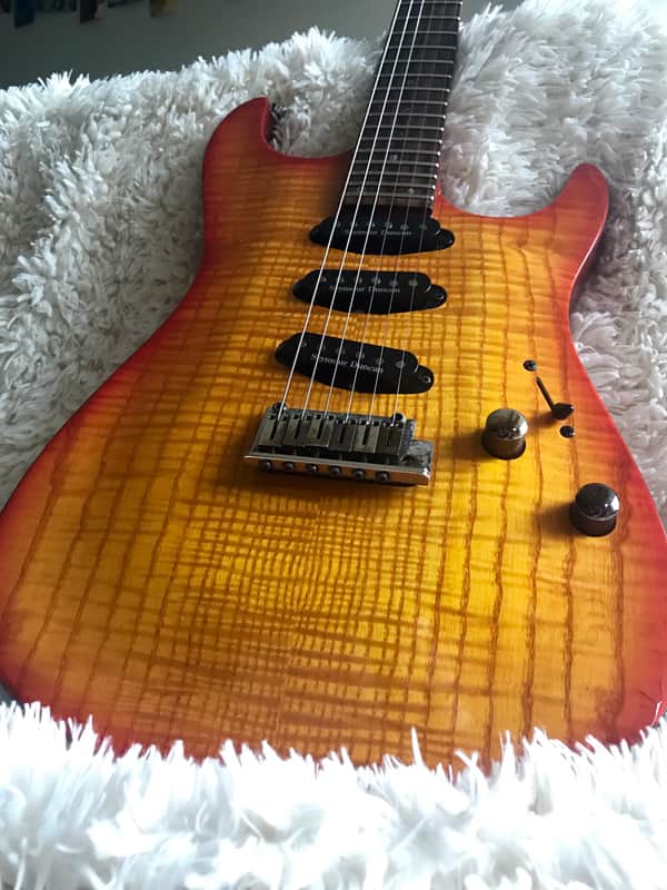 2004 Fender Showmaster FAT SSS Flame Ash Top Electric Guitar | Reverb