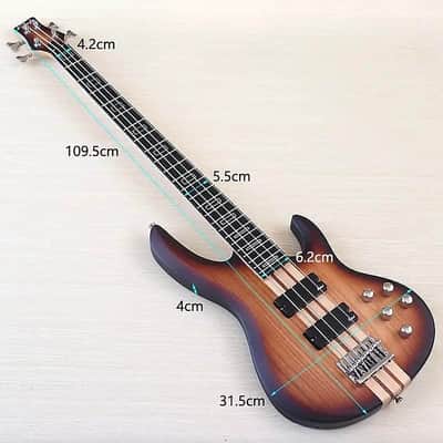 Sunburst 4 String Electric Bass, Ash Wood Body, Neck Through Maple Neck image 4