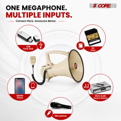 5 Core Megaphone Speaker 100W Loud Rechargeable Bullhorn w Built-in Siren image 8