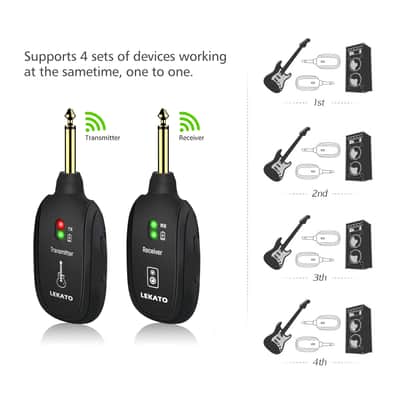 LEKATO UHF Wireless Guitar System Transmitter Receiver 4 Channel Rechargeable image 2