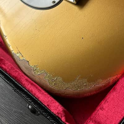 2025 Fender Stratocaster 1964 LTD Fall Event Flamed Neck Gold over Gold Sparkle Heavy Relic image 3