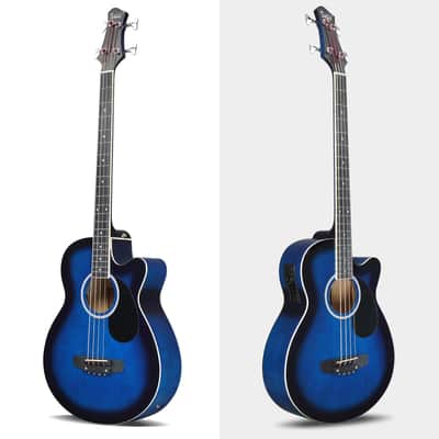 Glarry GMB101 4 string Electric Acoustic Bass Guitar w/ 4-Band Equalizer EQ-7545R 2020s - Blue image 6