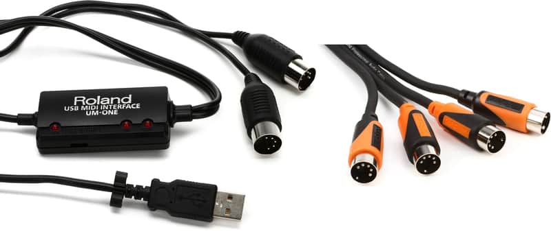 Roland UM-ONE mk2 USB MIDI Interface  Bundle with Roland RMIDI-B10-DUAL Black Series Dual MIDI Cable - 10 foot image 1