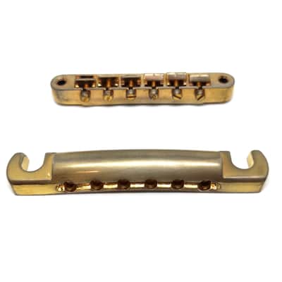 Faber Gold AGED Bridge + Tailpiece set, ABR-1, brass saddles