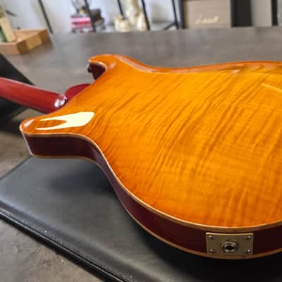 1999 PRS McCarty Hollowbody II 10 Top Moon Inlay Amber Vintage Sunburst Hollow Body Archtop AAA Figured Flame Curly Maple Ten Top Wide Fat 90s 1990's Electric Guitar Custom Inlays image 2