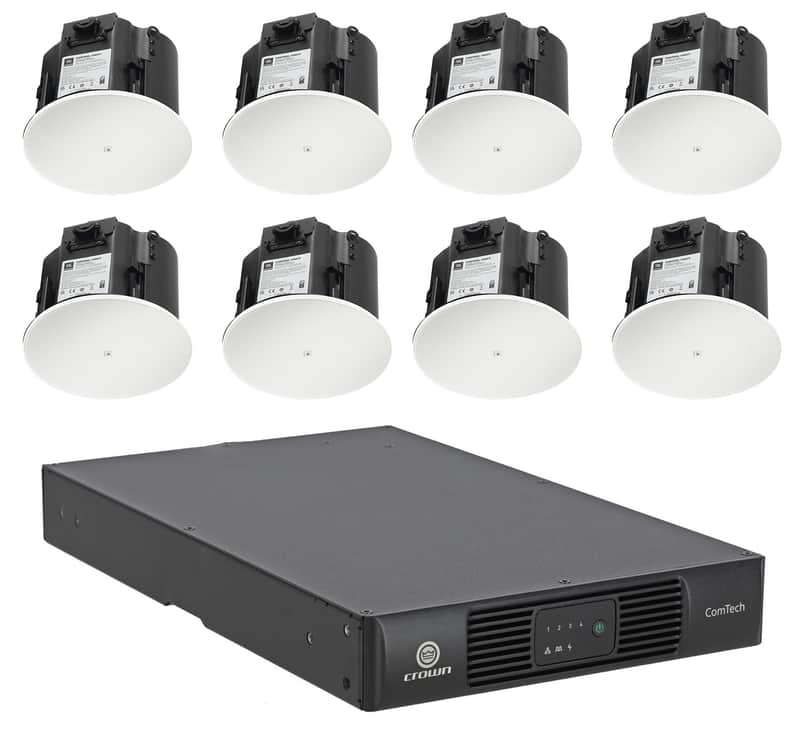 8) JBL Control 426C/T 6.5" Commercial 70v Ceiling Speakers+4-Ch. Crown Amplifier image 1