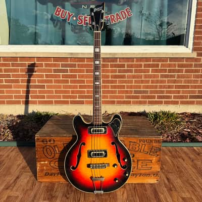 Vintage Univox Custom Coily 330 Style Short Scale Bass Sunburst MIJ image 2