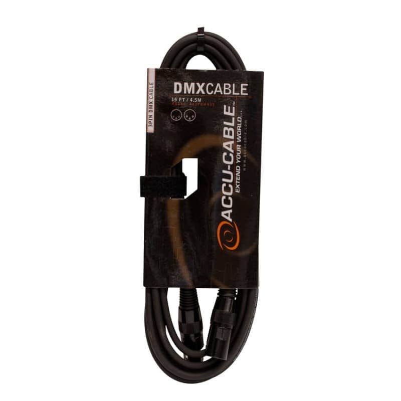 Accu-Cable AC3PDMX15PRO Pro 3-Pin XLR-F to XLR-M DMX Cable - 15' image 1