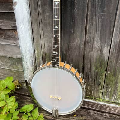 The Bacon Blue Ribbon Style A Tenor Banjo with Original Koverite Case Natural 1920s image 1