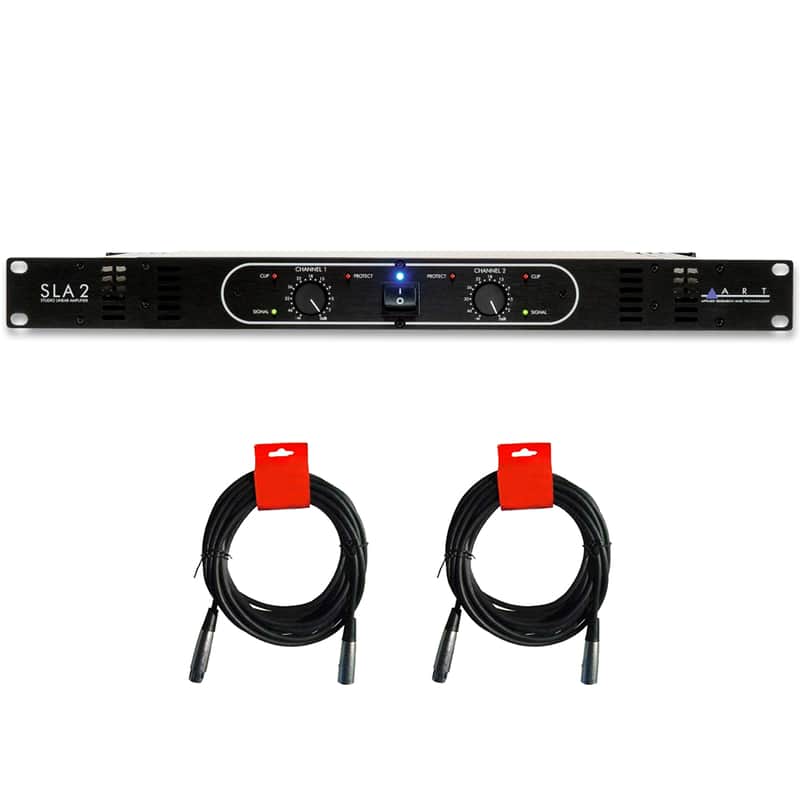ART SLA-2 - 2-Channel Rackmount Power Amplifier (200W Per Channel at 8 Ohms) Bundle with 2x 20" XLR-XLR Cable image 1
