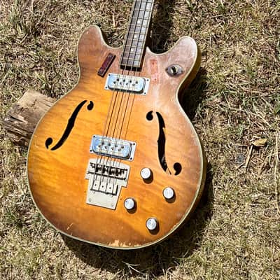 Vintage Harmony H-27 Mid 60’s Bass Guitar - Sunburst Flame Top image 12