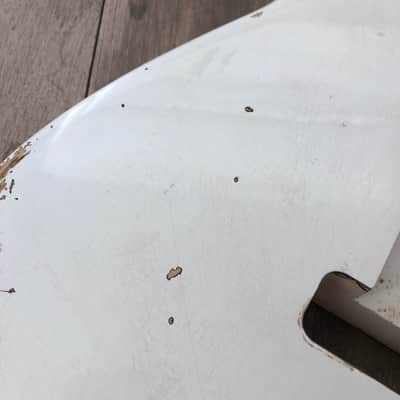 FRANCHIN Mercury guitar body Relic Aged Olympic White 100% Nitro Lacquer Cracks HSS Basswood Stratocaster-Strat-S-Style Made in Italy - Stock piece #23280826 image 16