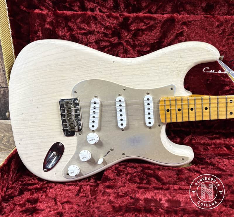 Fender Custom Shop Limited Edition '55 Dual-Mag Stratocaster 2019 Ash Body Trans White Relic image 1