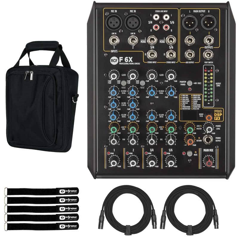 RCF F6X 6-Channel Multi-FX Analog PA Live Sound Mixing Console with Case image 1