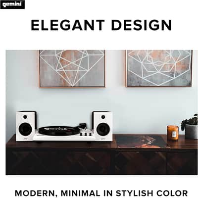 Gemini Sound TT-900-3-Speed Turntable with Bluetooth, 2-Way Stereo Speakers, and Pitch Adjustment (White) image 3