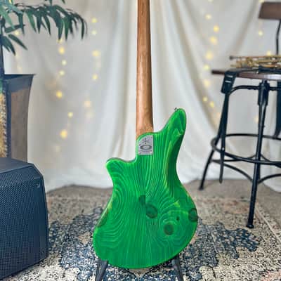 CLEARANCE: Offbeat Guitars Jacqueline TB2-34 Long Scale Bass, Get Lucky Green on Pine, Custom Fralin Pickups, Leo Quan Badass Hardware image 5
