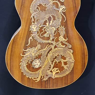 Blueberry Handmade Acoustic Guitar Grand Concert Dragon Motif image 16