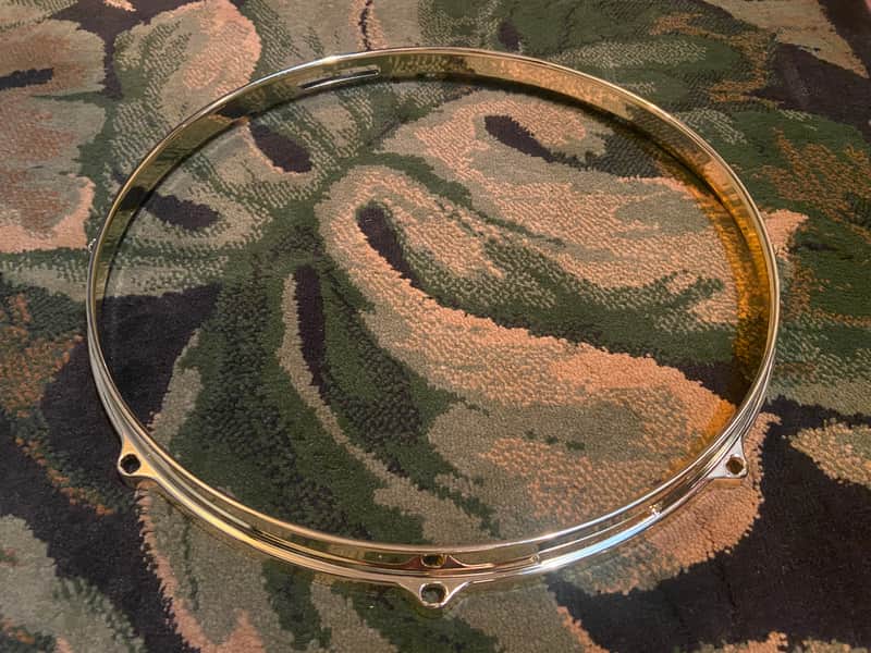 Fly By Night? Brass Die Cast Hoop 14” - 8 Lug - Resonant Side (Bottom) - Brass - Drumhead included image 1