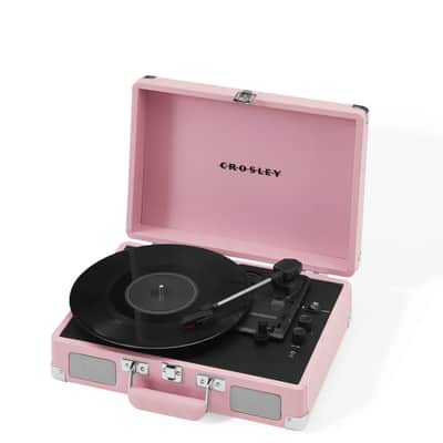 Crosley CR8005E-BH Cruiser Plus Suitcase Record Player - Bluetooth In/Out, 3-Speed, Blush image 2