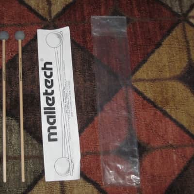 ONE pair new (with packaging) Malletech NR29B Mallets (Xylo / Bell / Miramba Mallets):  Natural Rubber, Hard, 1 & 1/8" Round Dark Grey Heads //  Birch Handles (from around 2019) Made in USA image 1