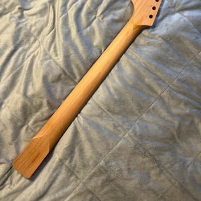 Roasted Maple Guitar Neck, Fits Strat Style, 9.5 radius, half paddle, BLOCK inlay image 3