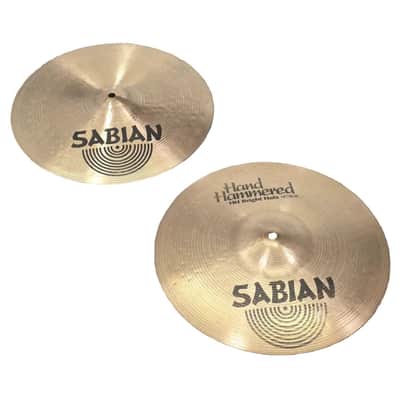 Used Sabian Hand Hammered Bright Hi Hat Cymbals 14" - Very Good image 1