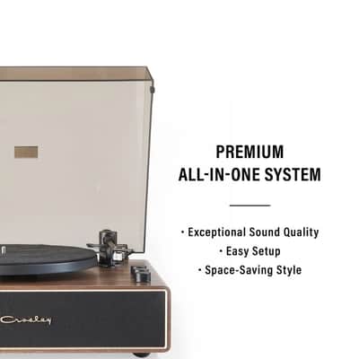 Crosley CR6046A 2-Speed Stave Turntable Record Player - Walnut and Gold-NEW image 2