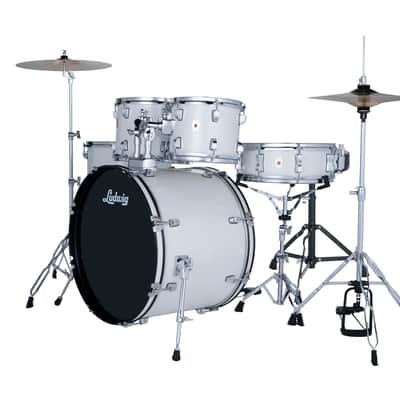 Ludwig Accent Drive 5PC Drum Set W/Hardware & Wuhan Cymbals, 22" Bass Drum, Snow Dust image 2