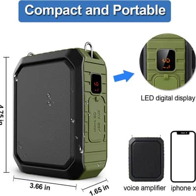 Voice Amplifier with Wireless Headset Mic - 18W 4400mAh Rechargeable Mini Pa System, Bluetooth 4.2, Waterproof IPX5 Portable Speaker for Teacher, Outdoors image 2